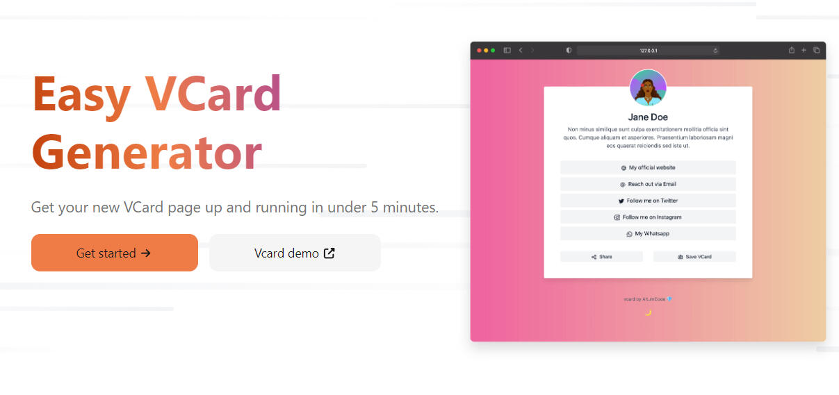 1Card - Easy Vcard Generator